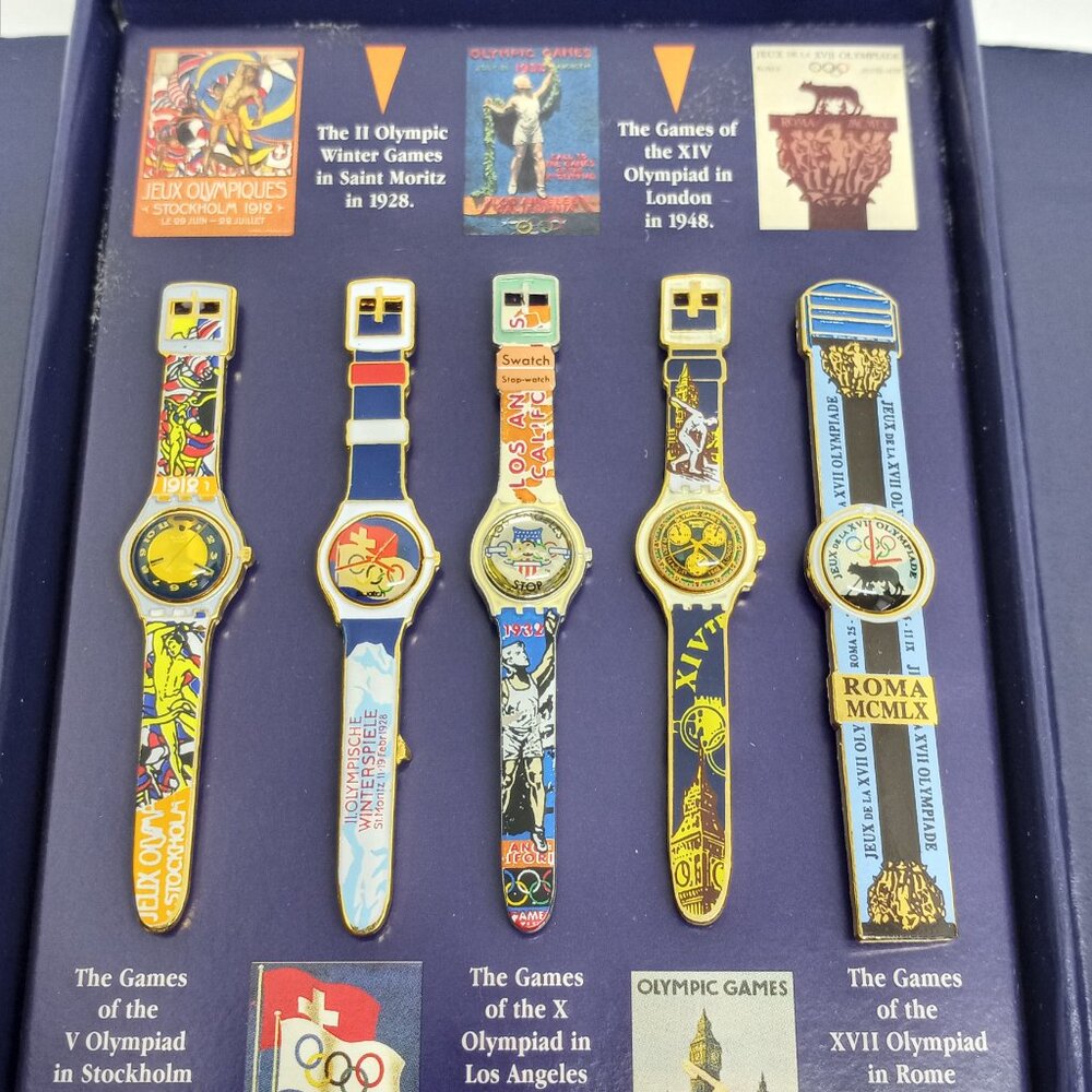 LIMITED EDITION Swatch Olympic Games 1996 Collection 9 Lapel Pin Set NEW+SEALED - Picture 6 of 9